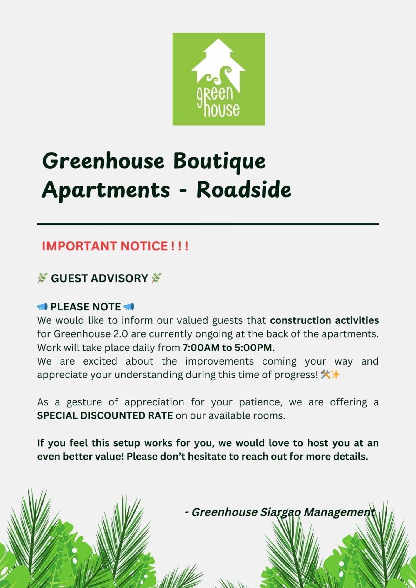 Greenhouse Siargao Roadside Boutique Apartments General Luna  Exterior foto